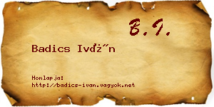 Badics Iván névjegykártya
